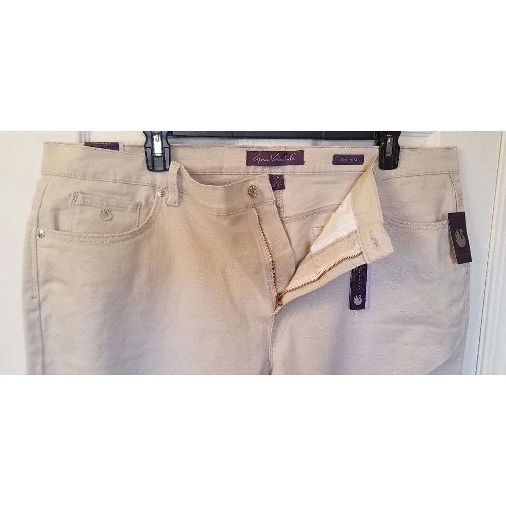 Gloria Vanderbilt Amanda Jeans Pants Women 24W Average Classic Tapered Beige NEW